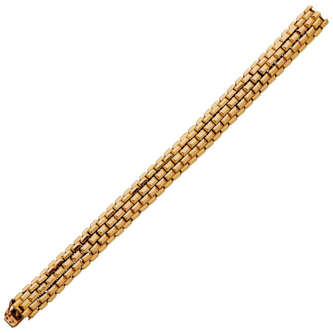Boucheron Brick Yellow Gold Chain Bracelet For Sale