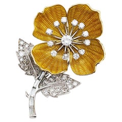 Boucheron Brooch "Eglantine" Collection, Enamel and Diamonds