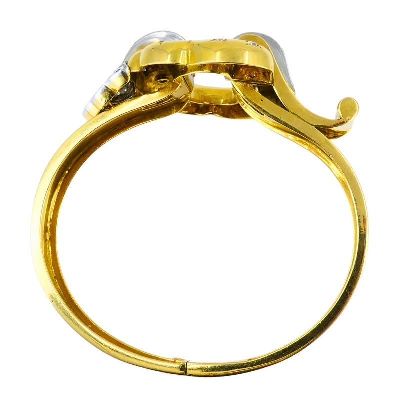 Boucheron Schnalle Armreif Armband 18k Gold Diamant Platin Französisch Estate Jewelry im Angebot 5