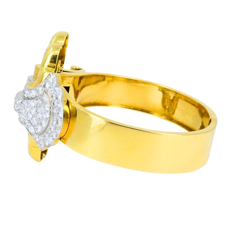 Boucheron Schnalle Armreif Armband 18k Gold Diamant Platin Französisch Estate Jewelry im Angebot 1
