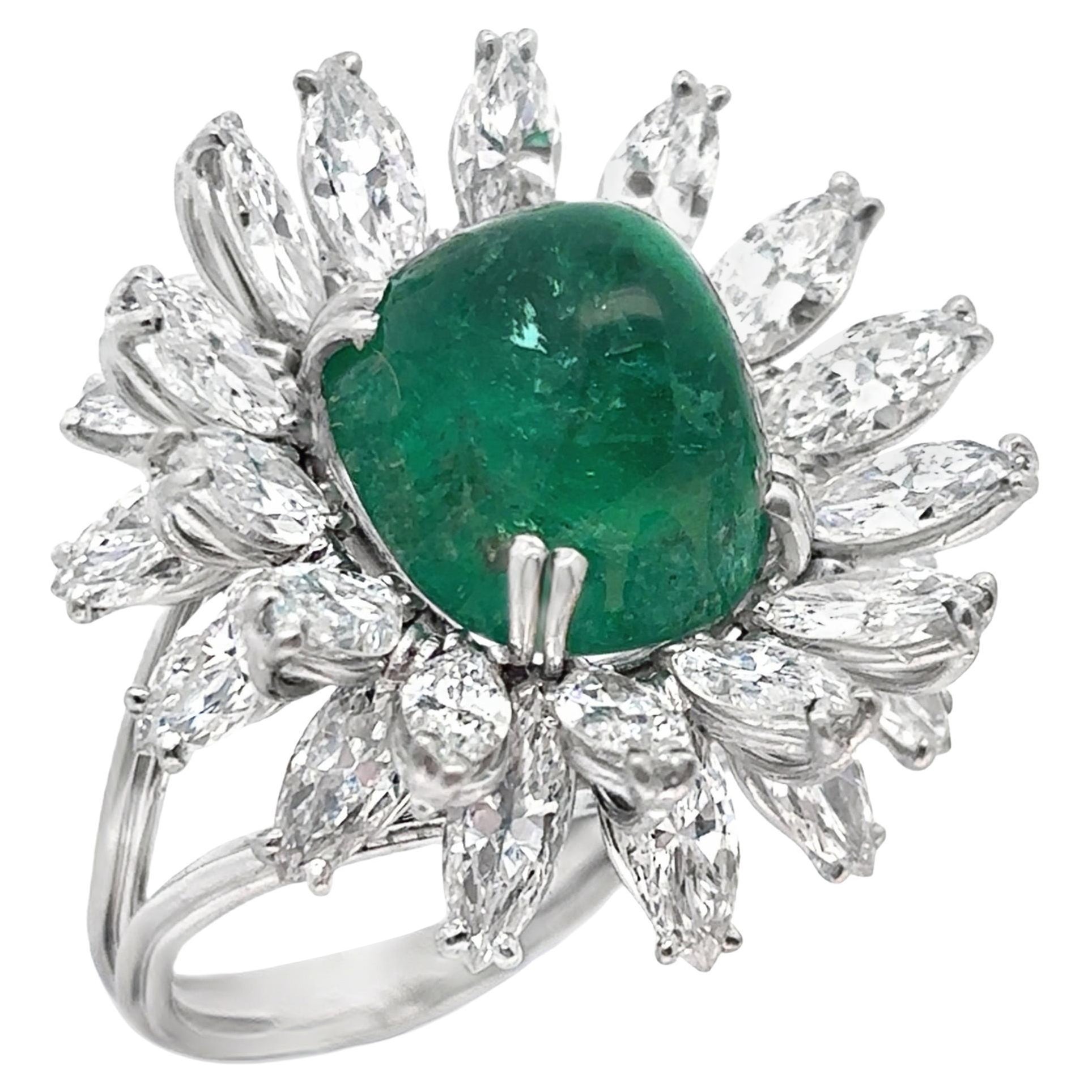 Boucheron Cabochon Emerald and Diamond Ring