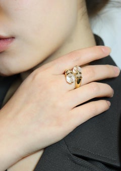 Boucheron Carved Rock Crystal and Diamond Toi et Moi Ring