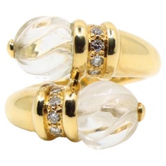 Boucheron Carved Rock Crystal and Diamond Toi et Moi Ring