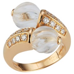 Boucheron Carved Rock Crystal and Diamond Toi et Moi Ring