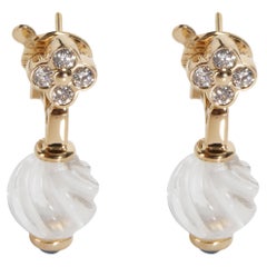 Boucheron Carved Rock Crystal & Diamond Earrings in 18K Yellow Gold 0.4 CTW