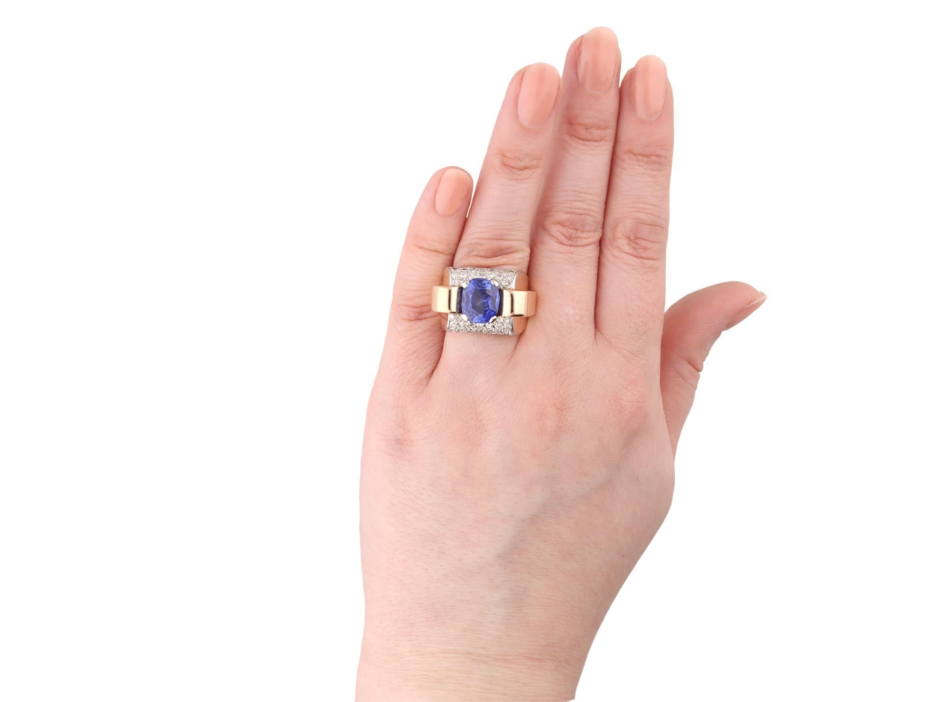 Boucheron Ceylon Sapphire and Diamond Cocktail Ring, French, circa 1940 For Sale 3