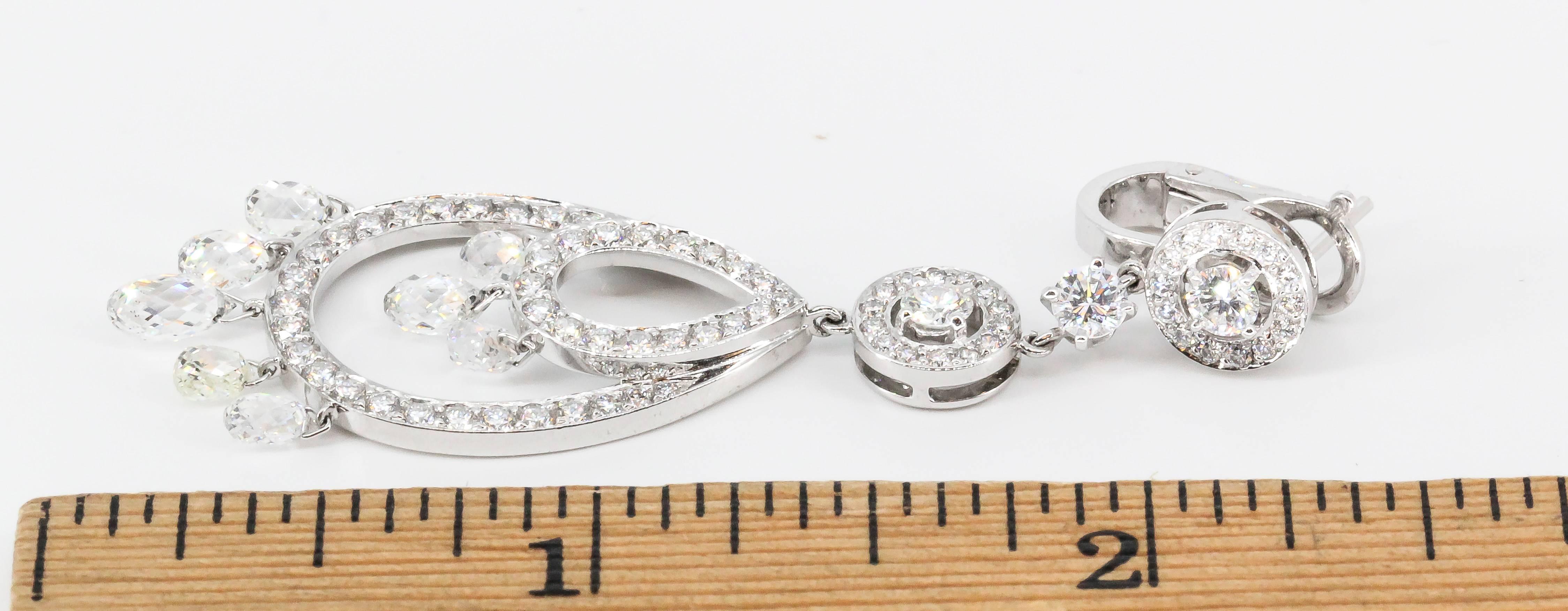 Briolette Cut Boucheron Cinna Pampilles Diamond and White Gold Pendant Earrings