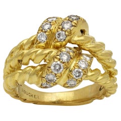 Boucheron Circa 1970 18ct Yellow Gold And Diamond Double Knot Ring