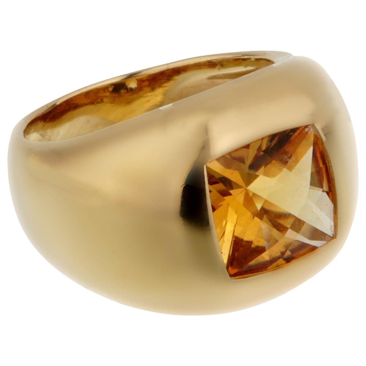 Boucheron Citrine Yellow Gold Cocktail Ring For Sale