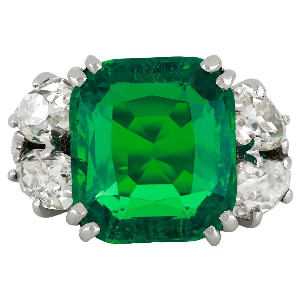 Boucheron Colombian Emerald and Diamond Ring, French, circa 1920