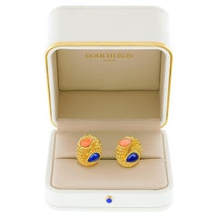 Boucheron Coral and Lapis Earrings