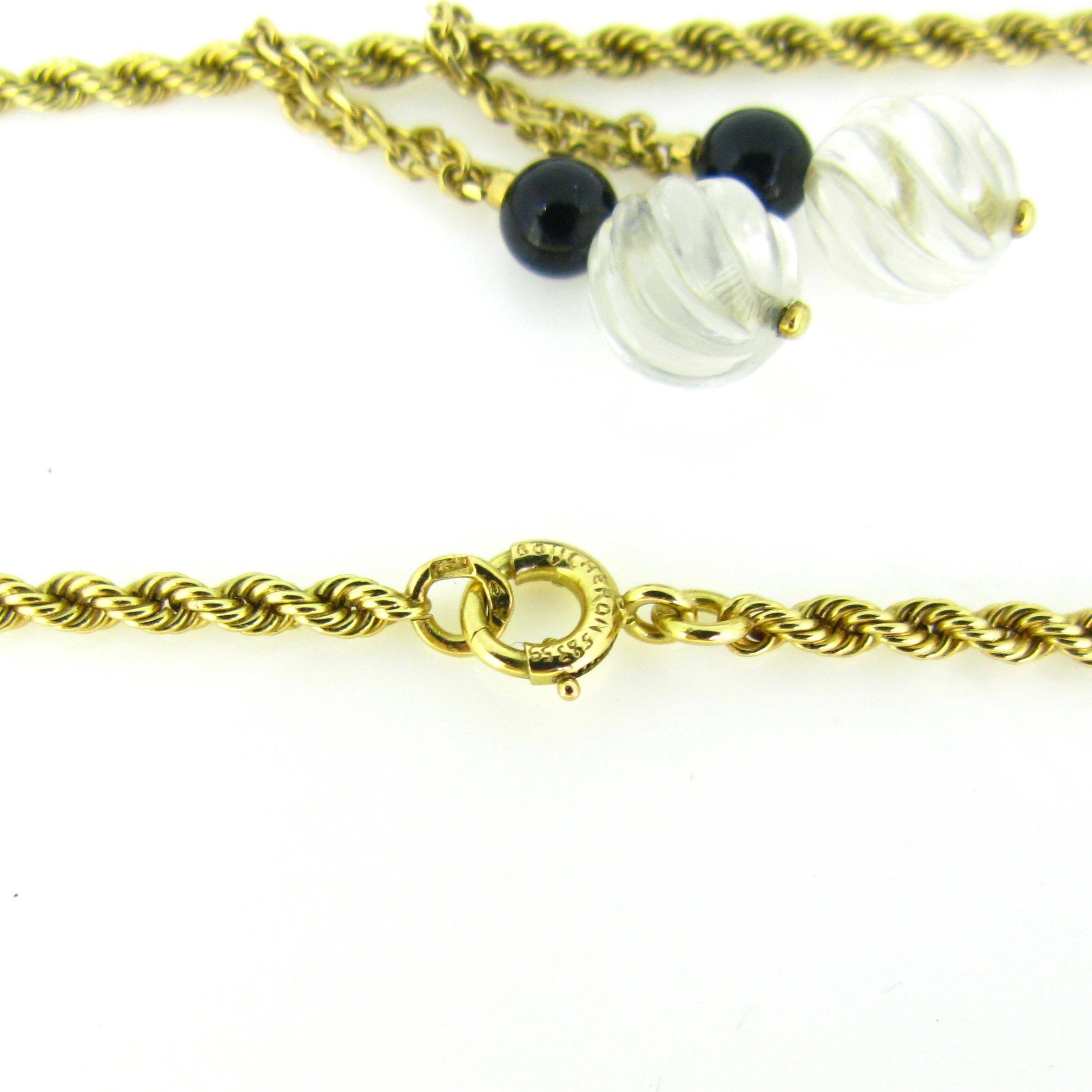 Bead Boucheron Crystal Rock Onyx Yellow Gold Pendant Chain Necklace