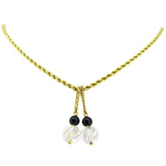 Boucheron Crystal Rock Onyx Yellow Gold Pendant Chain Necklace