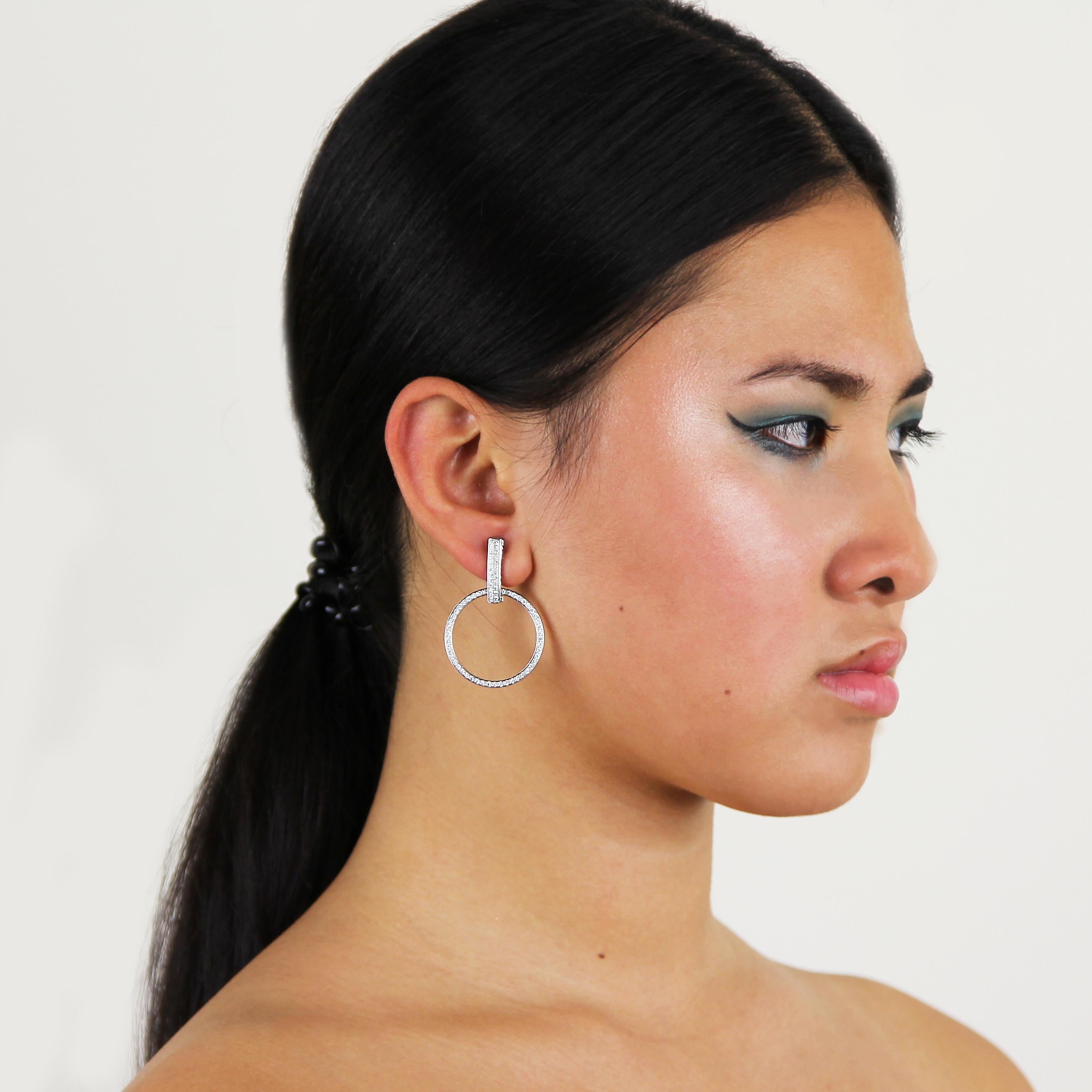 Women's Boucheron Designer Clip on Diamond Hoop Earrings in 18 ct Gold with Certificate