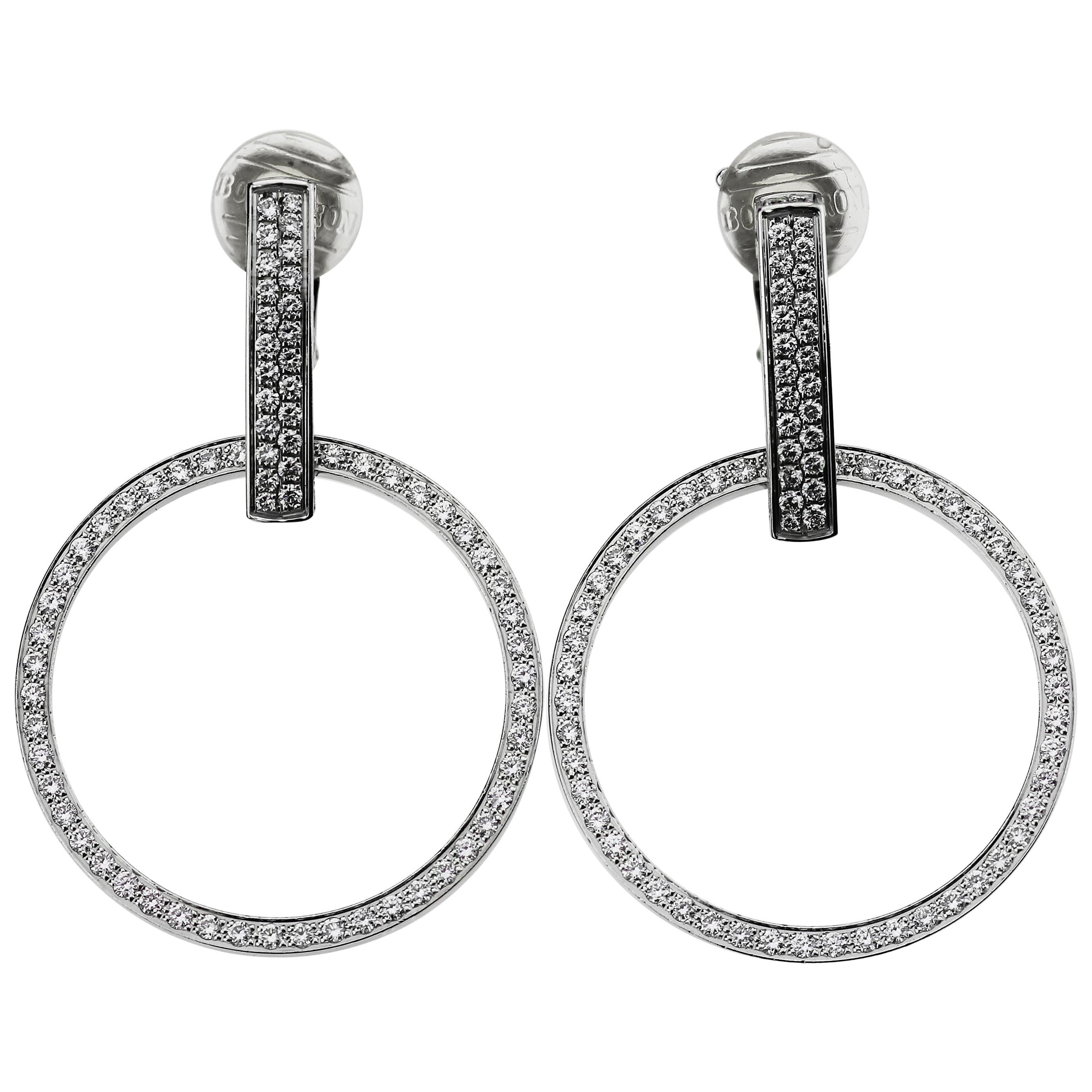 Boucheron Designer Clip on Diamond Hoop Earrings in 18 ct Gold with Certificate