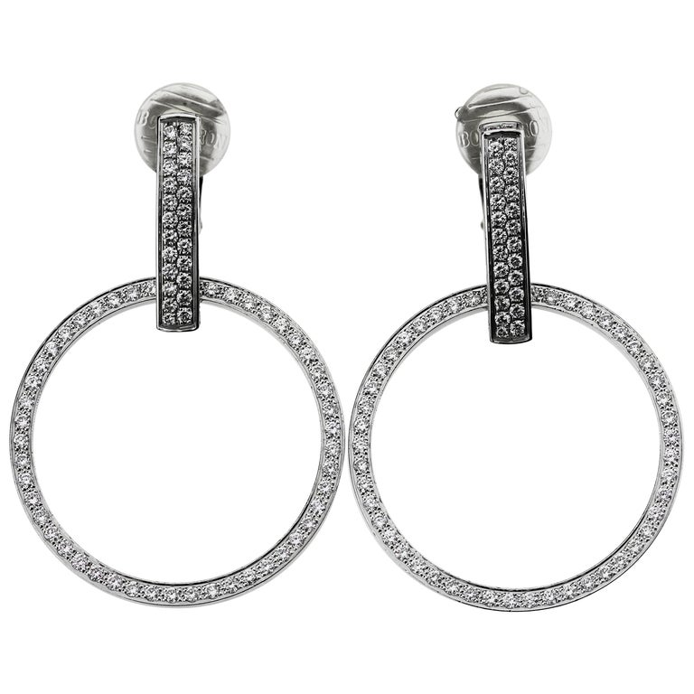 Boucheron Designer Clip on Diamond Hoop Earrings in 18 ct Gold with