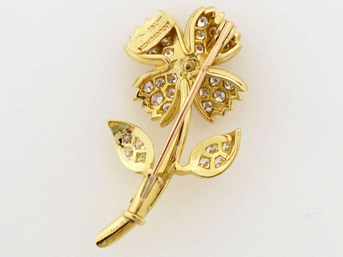 Brand: BOUCHERON
Name: Diamond flower brooch
Material: Diamond, 750 K18 YG Yellow Gold
Comes with: Boucheron porch
Size(inch): H35mm×W18mm 1.37