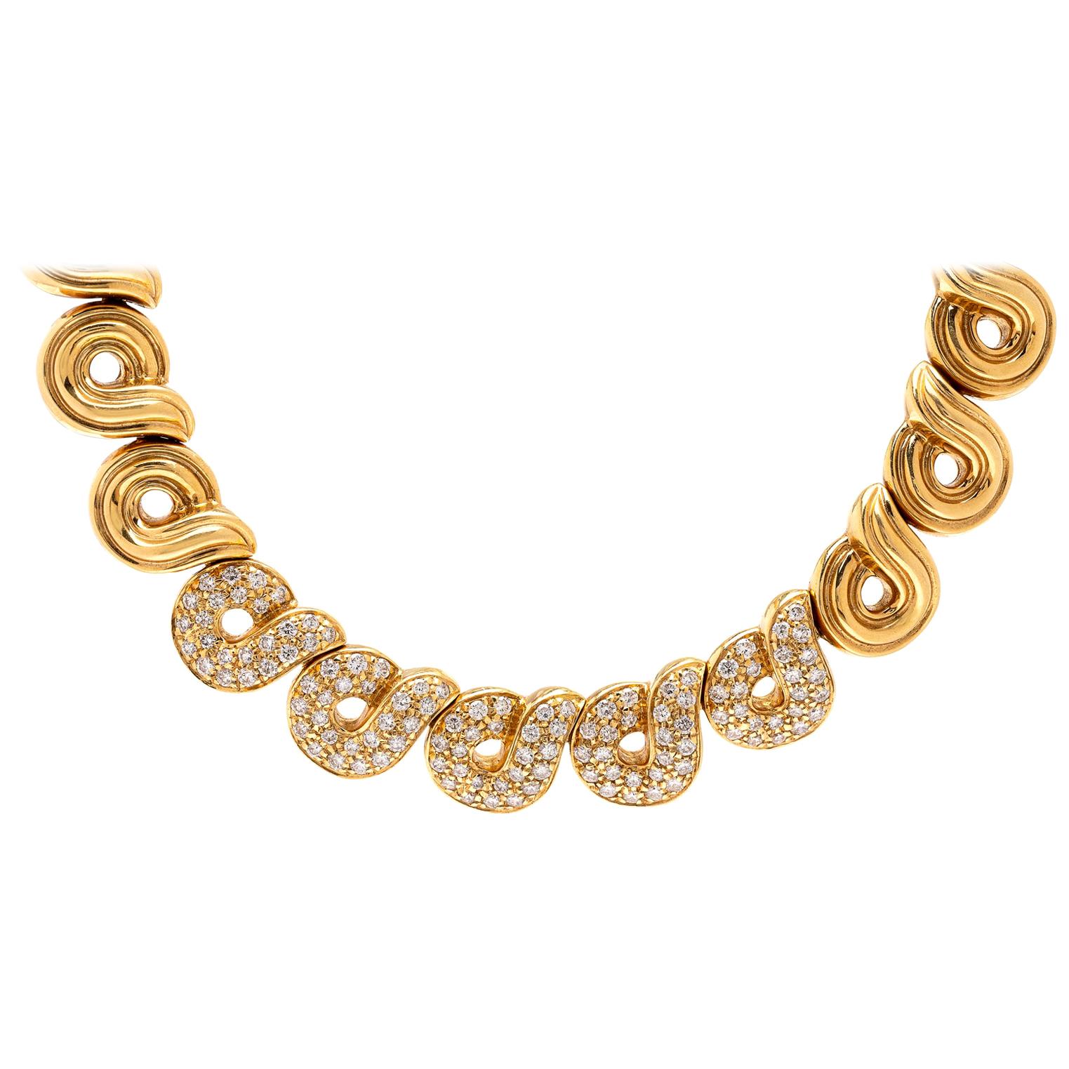 Boucheron Diamond and 18 Karat Gold Necklace, France For Sale