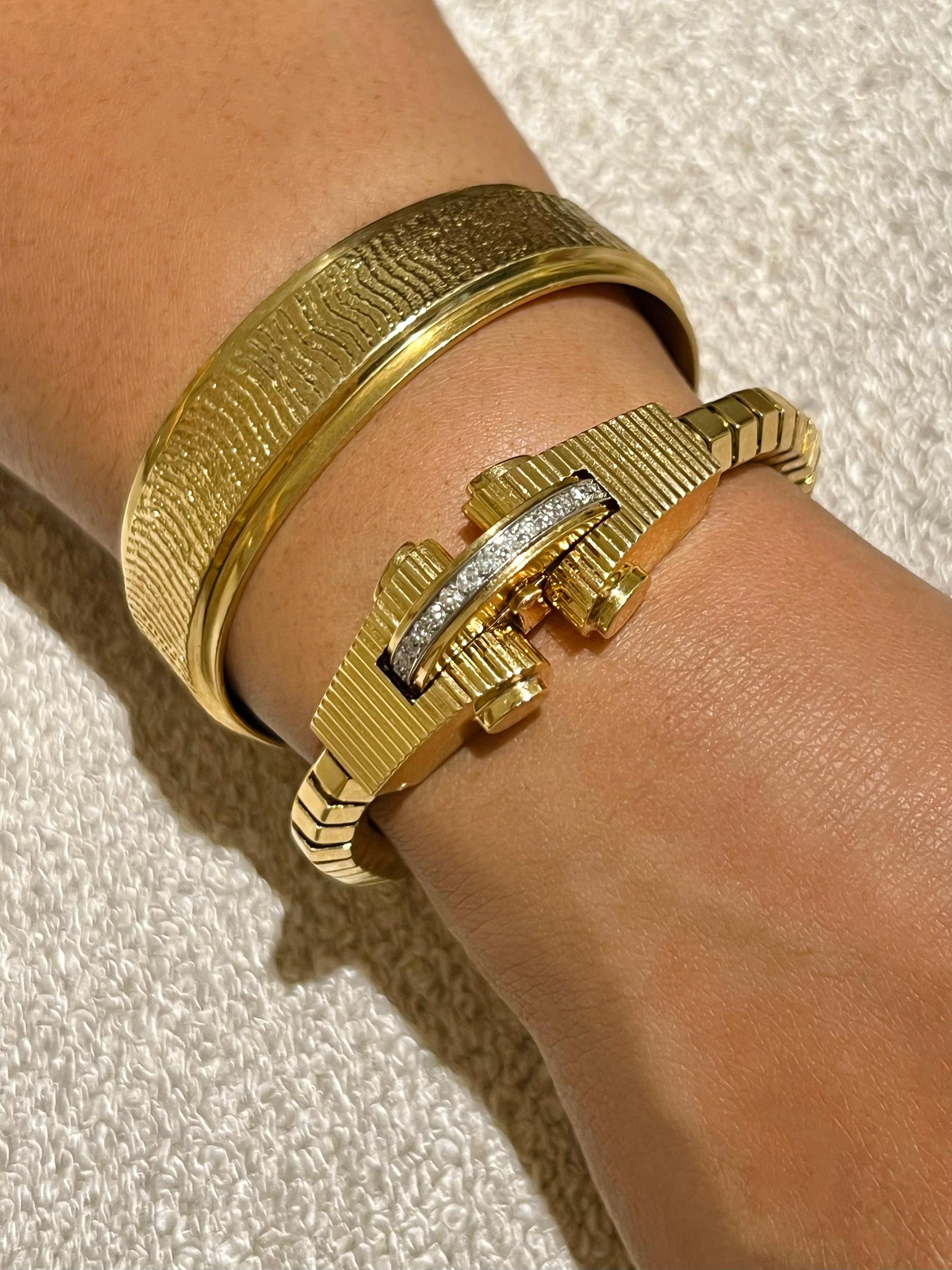 Bracelet Boucheron en or 18 carats et diamants, c. 1950 Excellent état - En vente à New York, NY