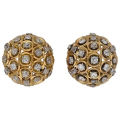 Boucheron Diamond and Gold Clip Earrings, French, circa 1950