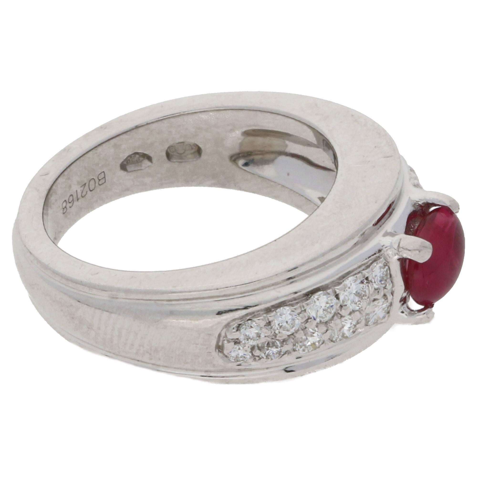Boucheron Ruby and Diamond Platinum Ring In Excellent Condition For Sale In London, GB