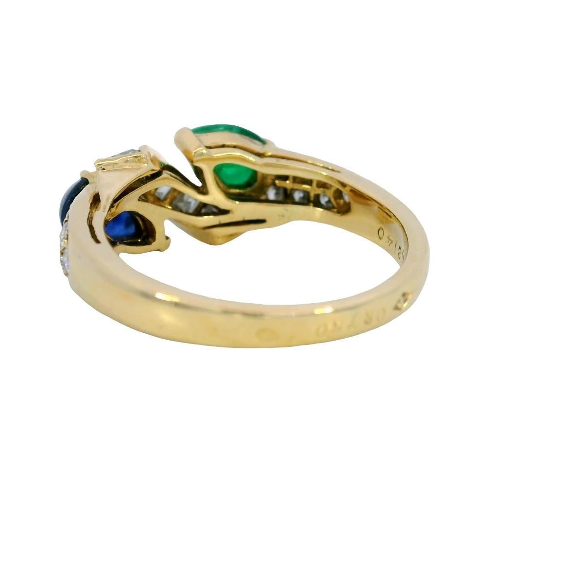 Boucheron Diamond Band Ring Smaragd Saphir Twist 18K Gelbgold Größe 5,5 im Angebot 5