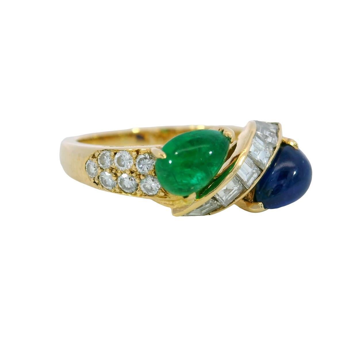 Boucheron Diamond Band Ring Smaragd Saphir Twist 18K Gelbgold Größe 5,5 im Angebot 6