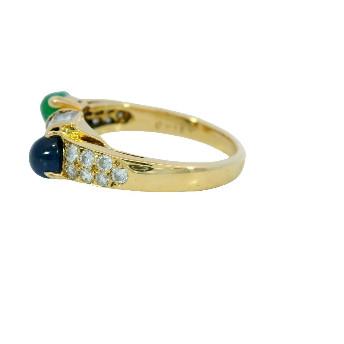 Boucheron Diamond Band Ring Smaragd Saphir Twist 18K Gelbgold Größe 5,5 im Angebot 7