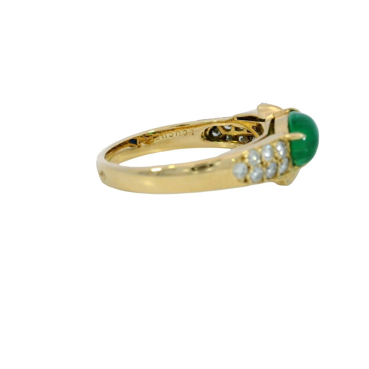 Boucheron Diamond Band Ring Smaragd Saphir Twist 18K Gelbgold Größe 5,5 Damen im Angebot