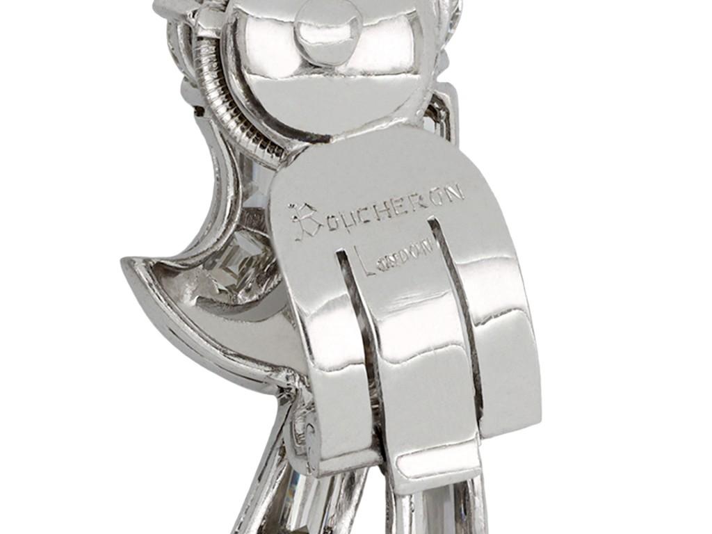 Boucheron Diamant-Clip-Ohrringe, englisch, um 1950 (Tropfenschliff) im Angebot