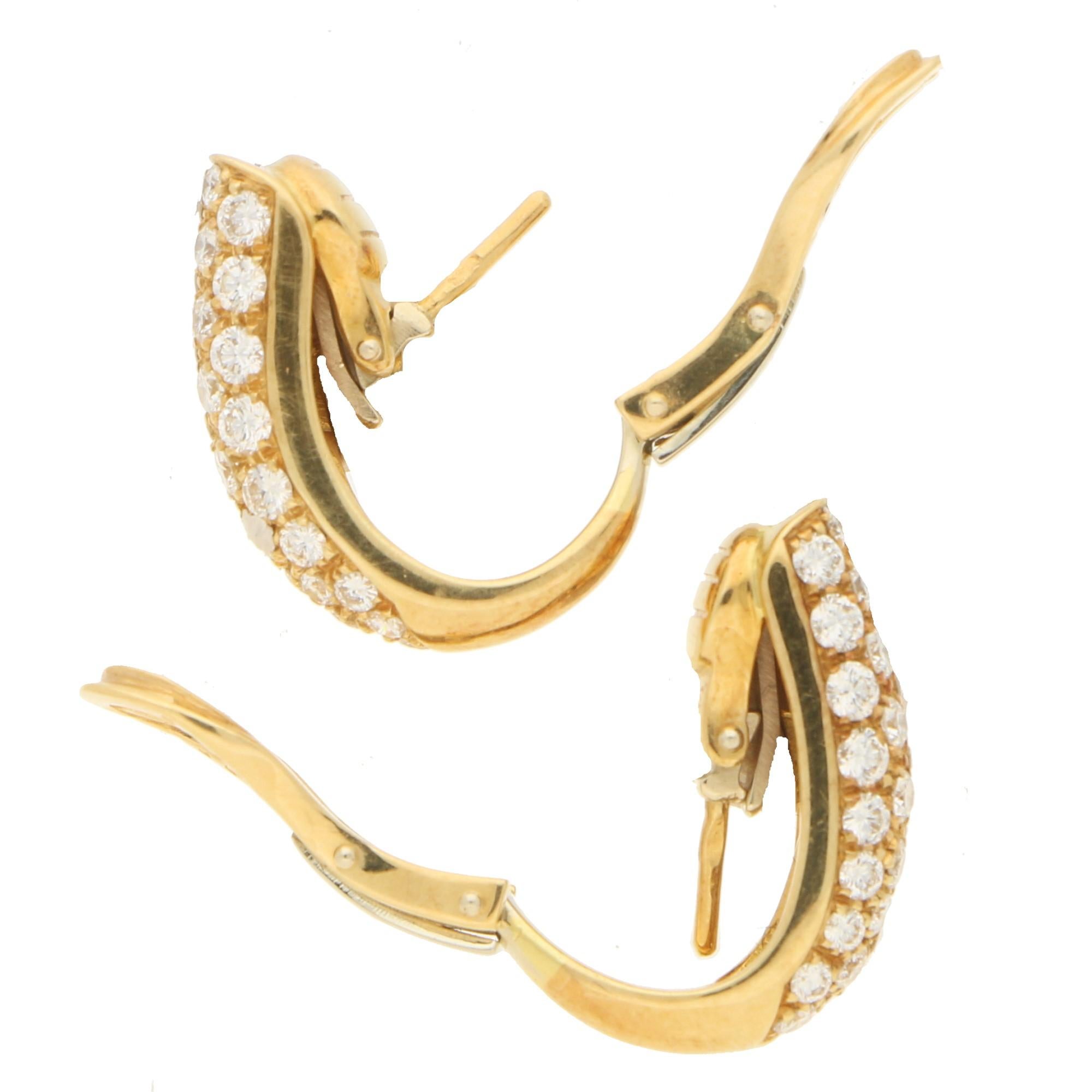 Art Deco Boucheron Diamond Clip-On Earrings in 18ct Yellow Gold 1.00ct
