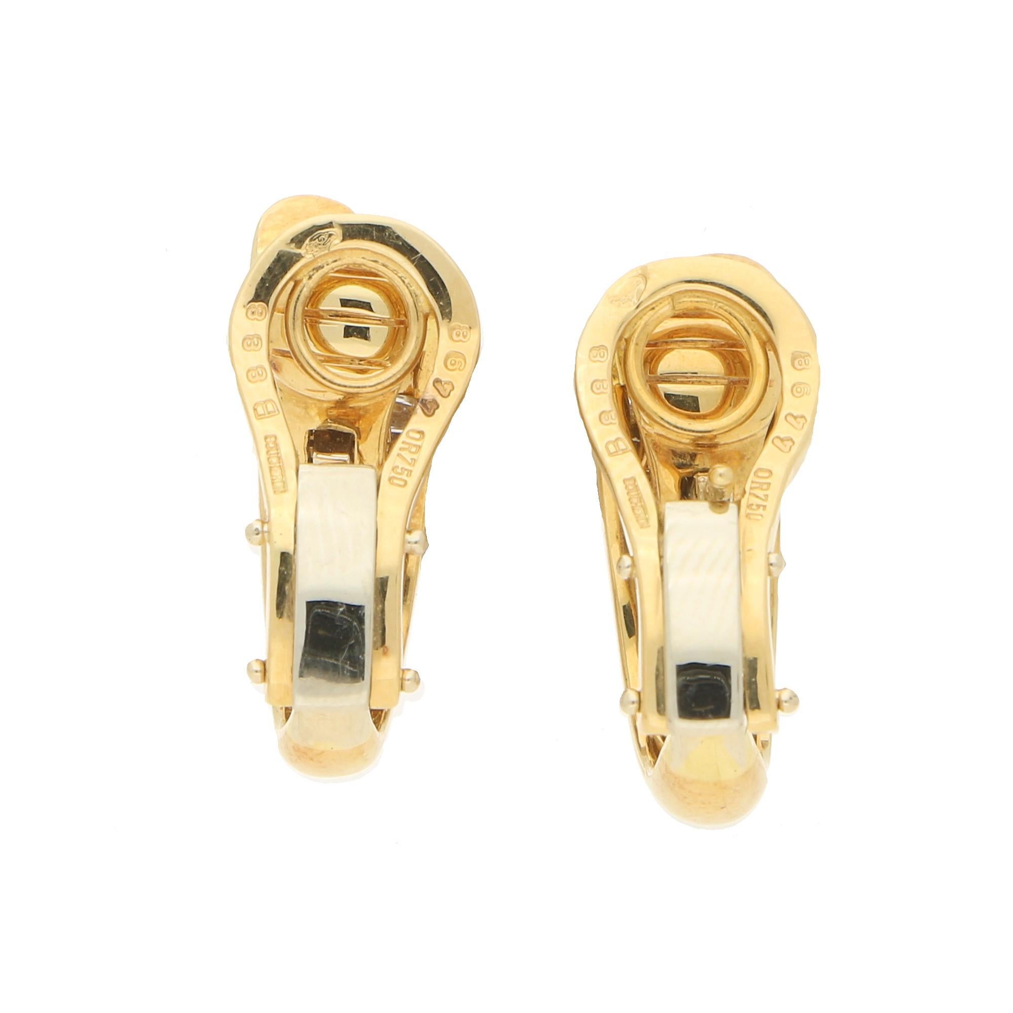 Boucheron Diamond Clip-On Earrings in 18ct Yellow Gold 1.00ct In Good Condition In London, GB