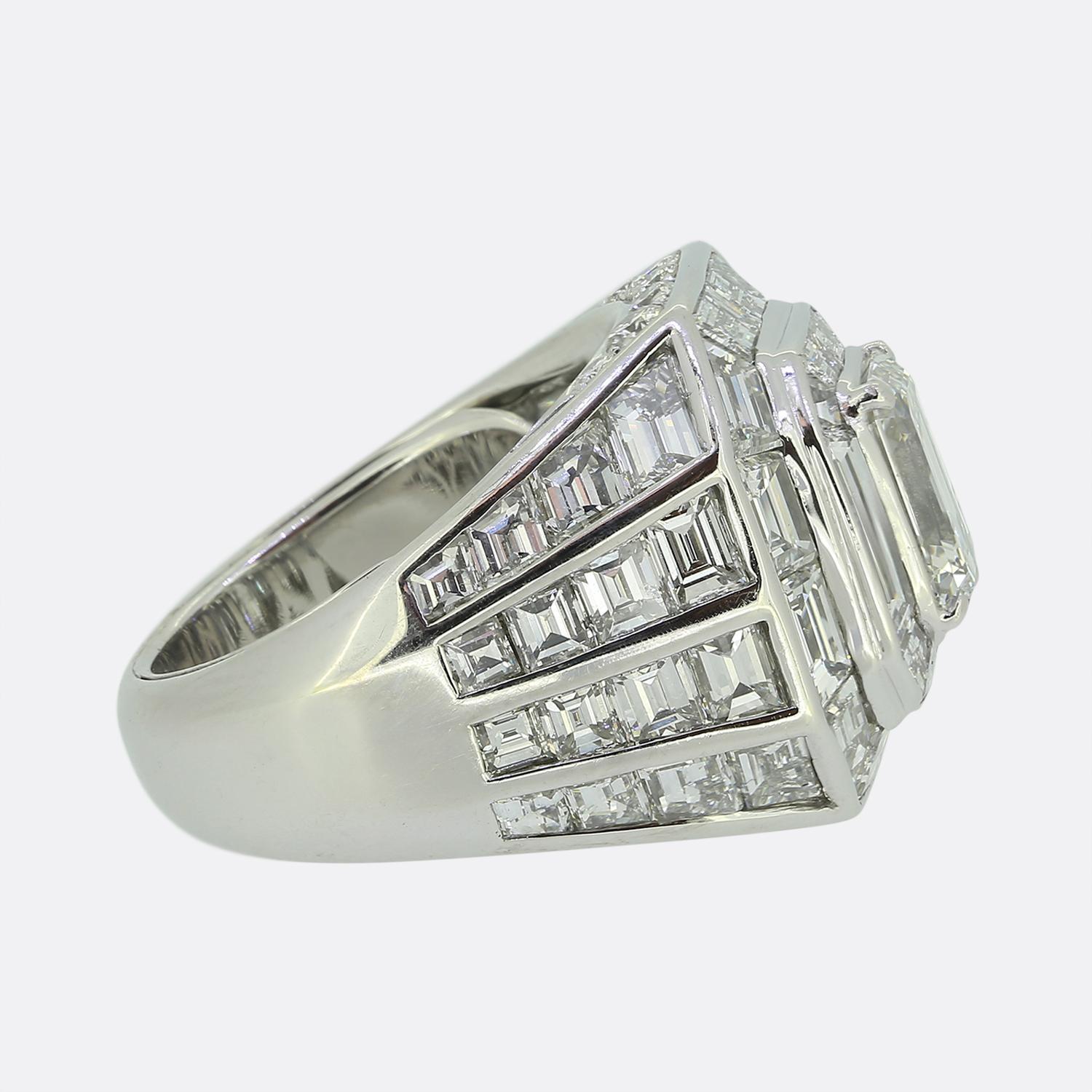Emerald Cut Boucheron Diamond Cocktail Ring For Sale