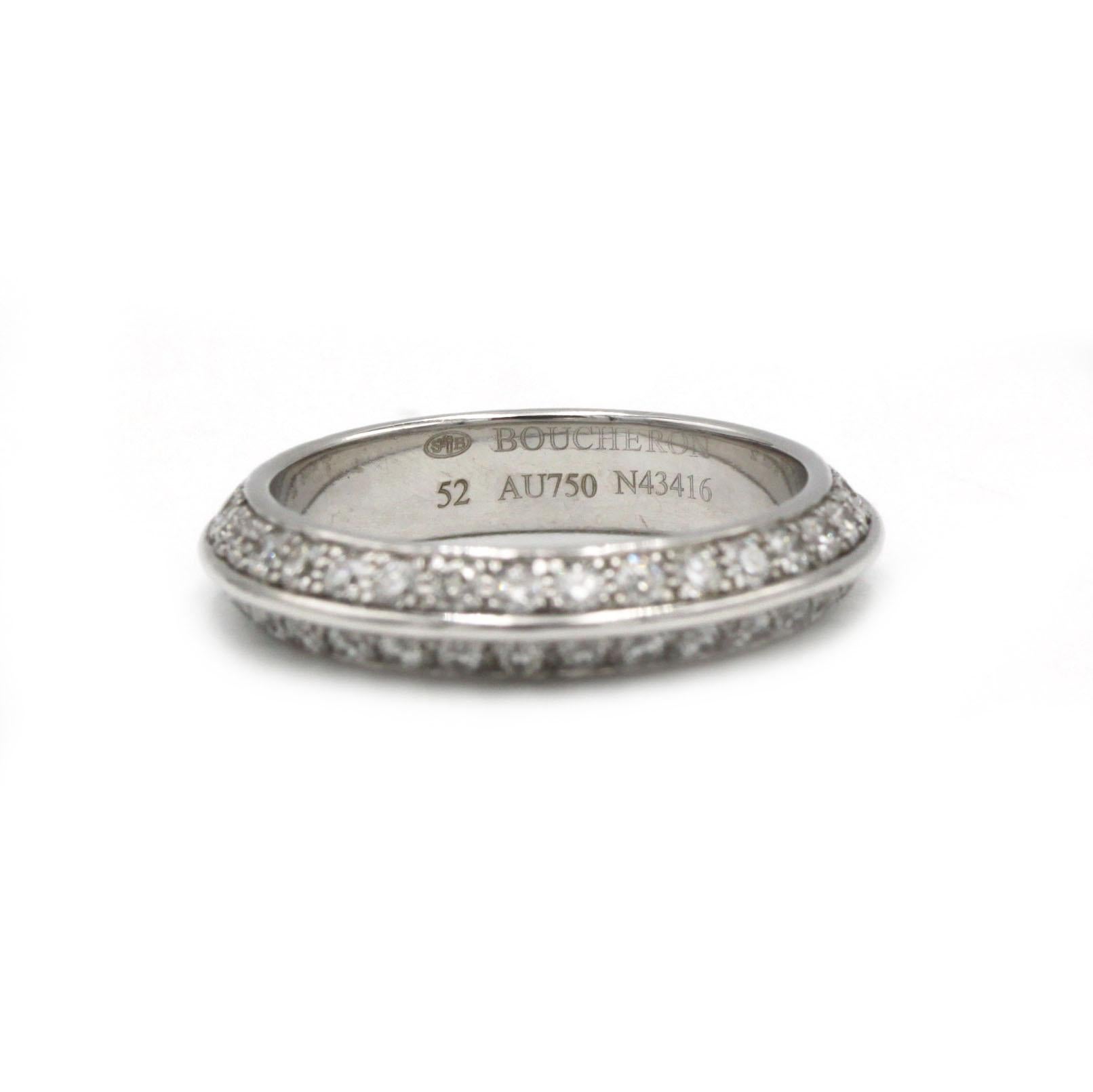 Taglio brillante Boucheron Diamond Double Band Ring, Signed & Numbered, 18K White Gold in vendita