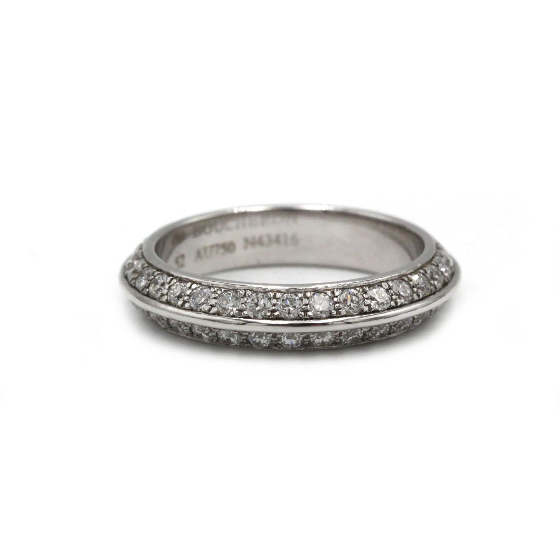 Boucheron Diamond Double Band Ring, Signed & Numbered, 18K White Gold In condizioni buone in vendita a MONTMORENCY, FR