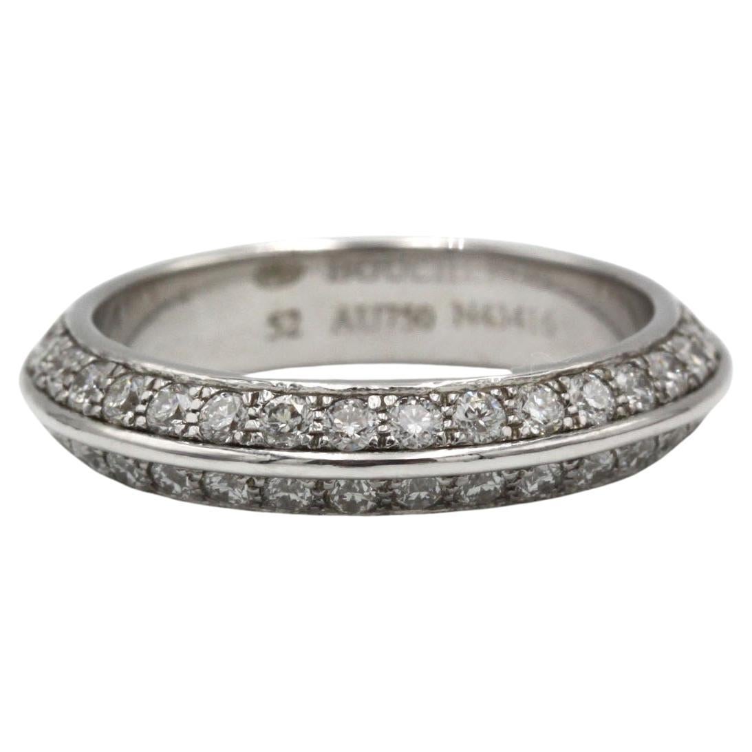 Boucheron Diamond Double Band Ring, Signed & Numbered, 18K White Gold in vendita