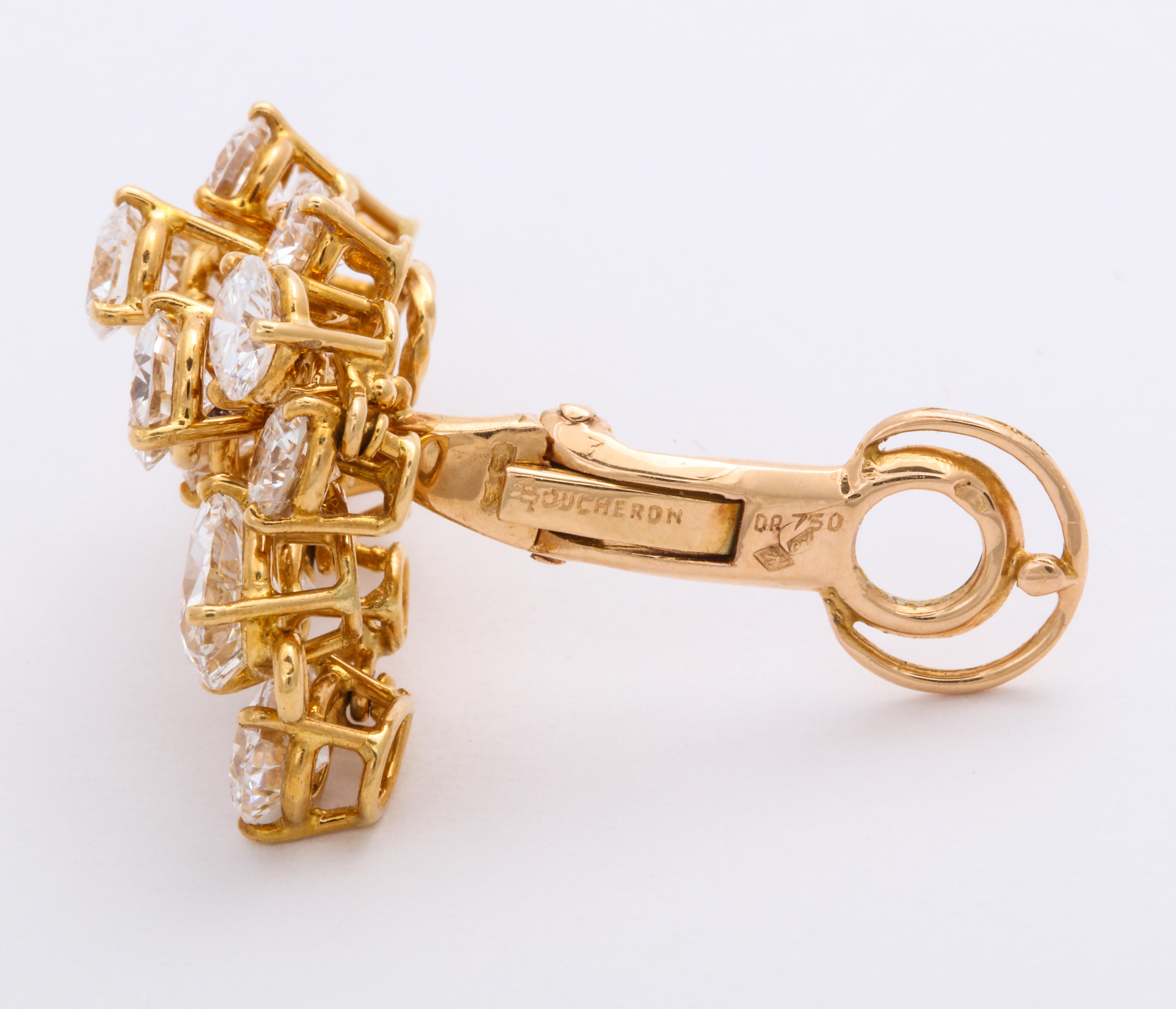 Modern Boucheron Diamond Ear Clips in 18 Karat Yellow Gold