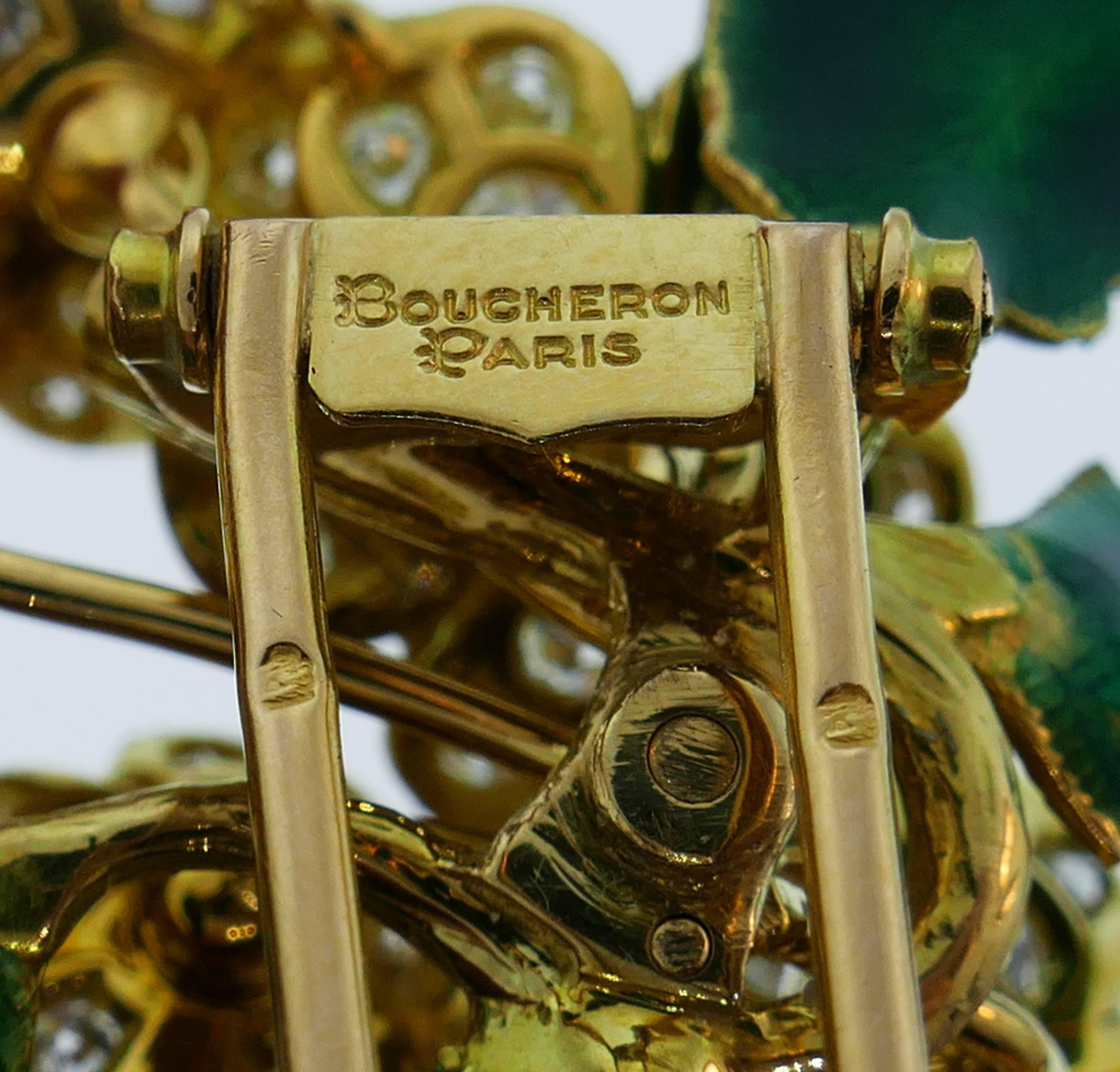 Boucheron Diamond Enamel Gold Earrings Clip Set Brooch Pin, 1950s France 4