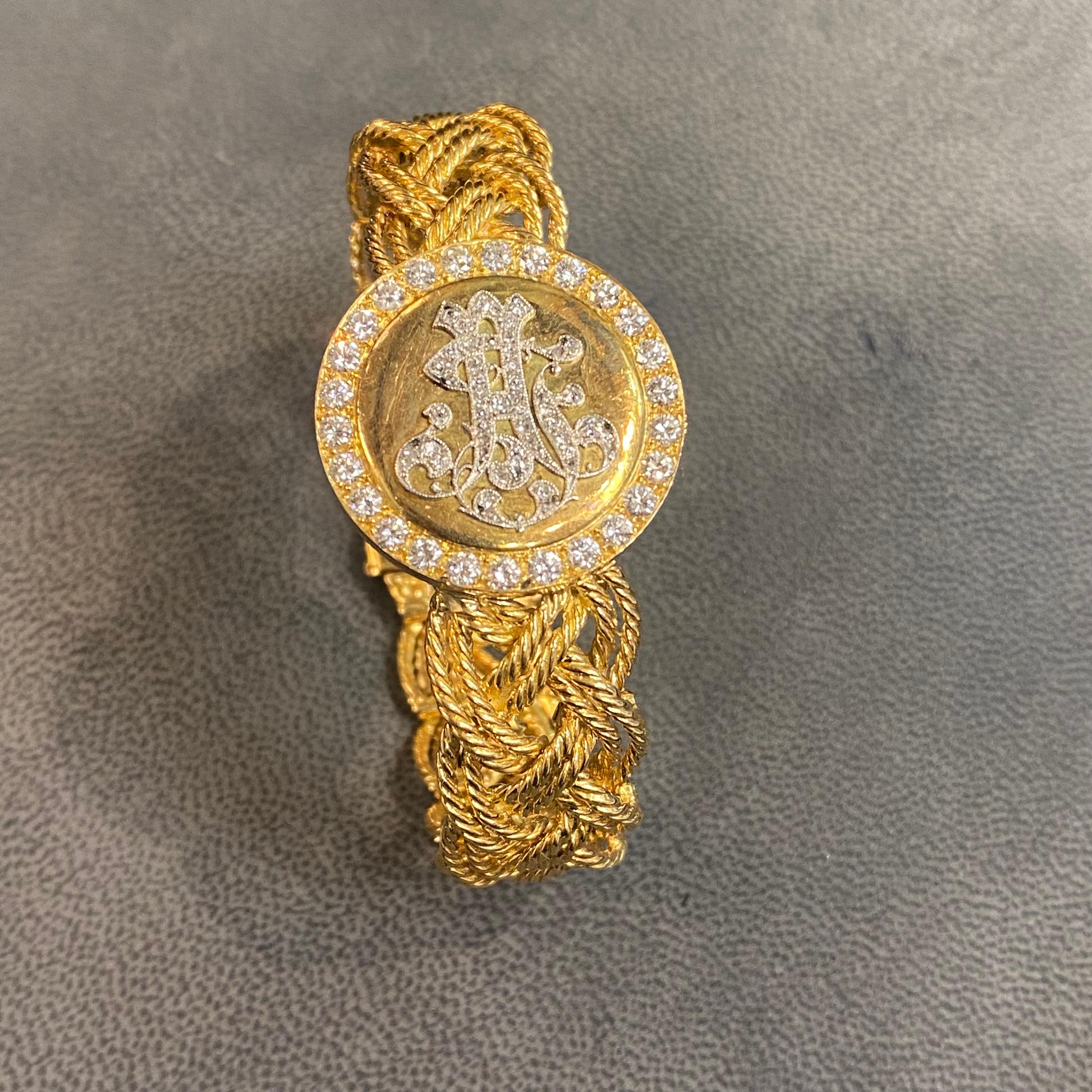 Boucheron Diamond Monogram Watch For Sale 6