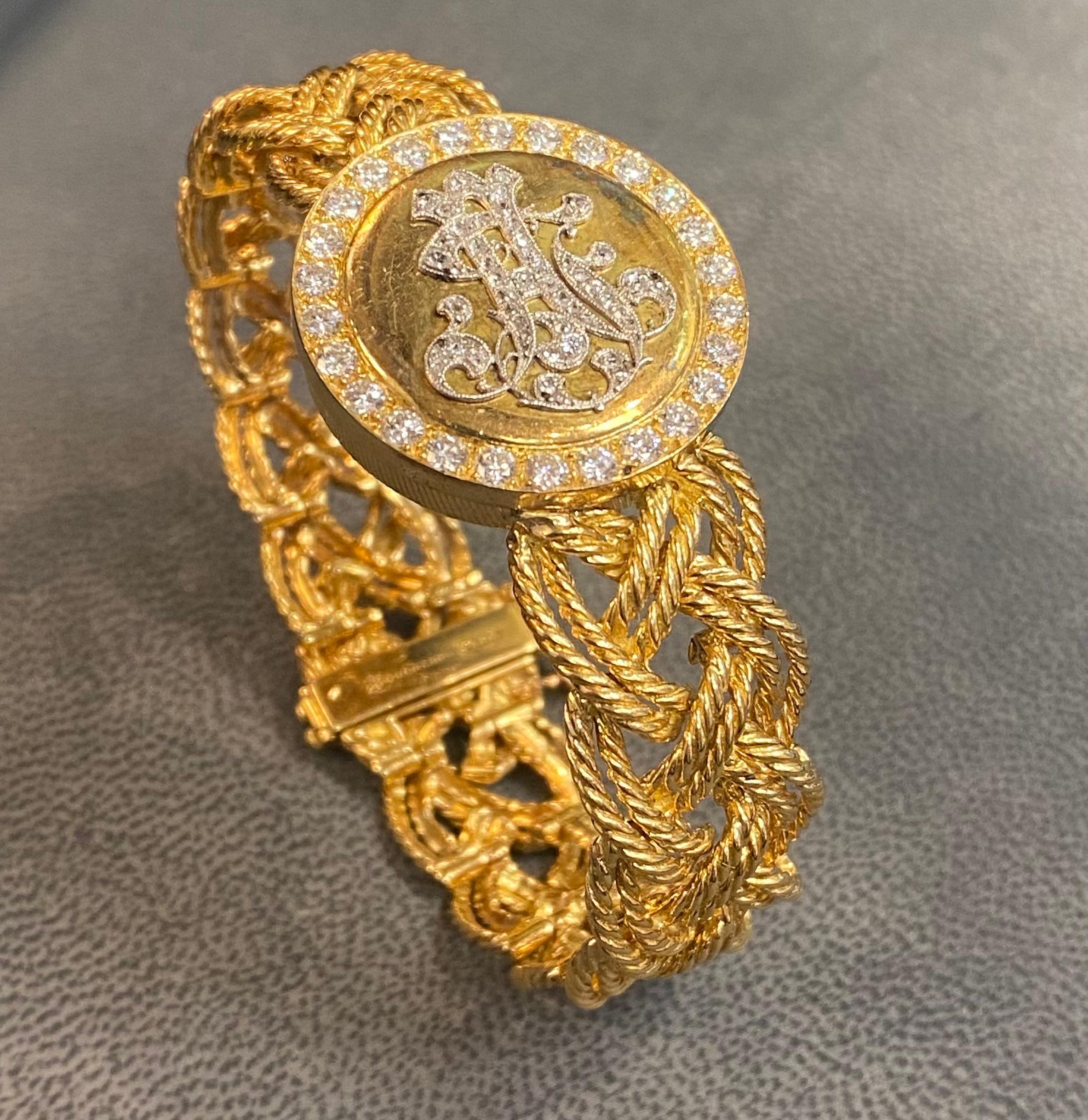 Boucheron Diamond Monogram Watch For Sale 8