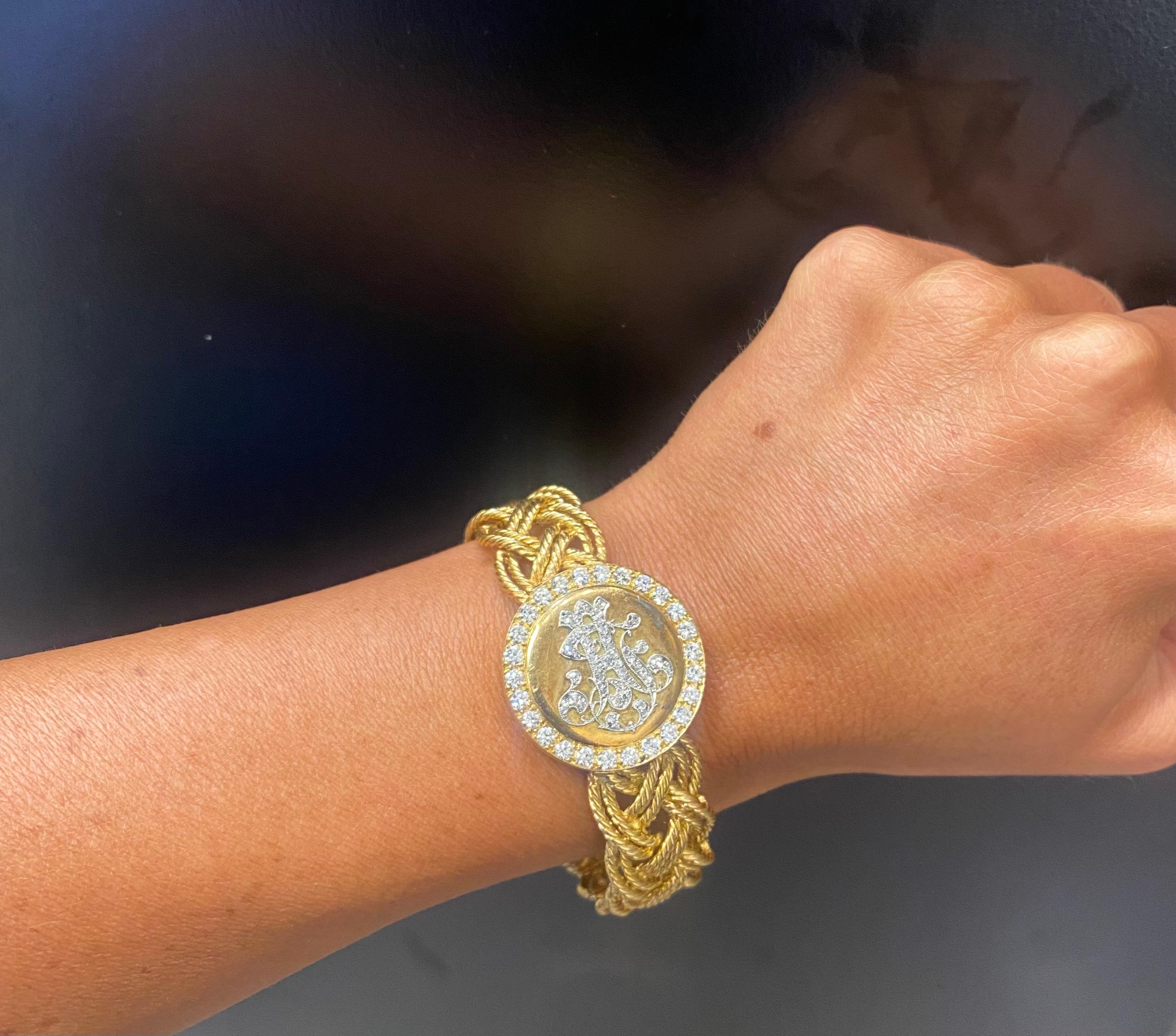 Boucheron Diamond Monogram Watch In Excellent Condition For Sale In New York, NY