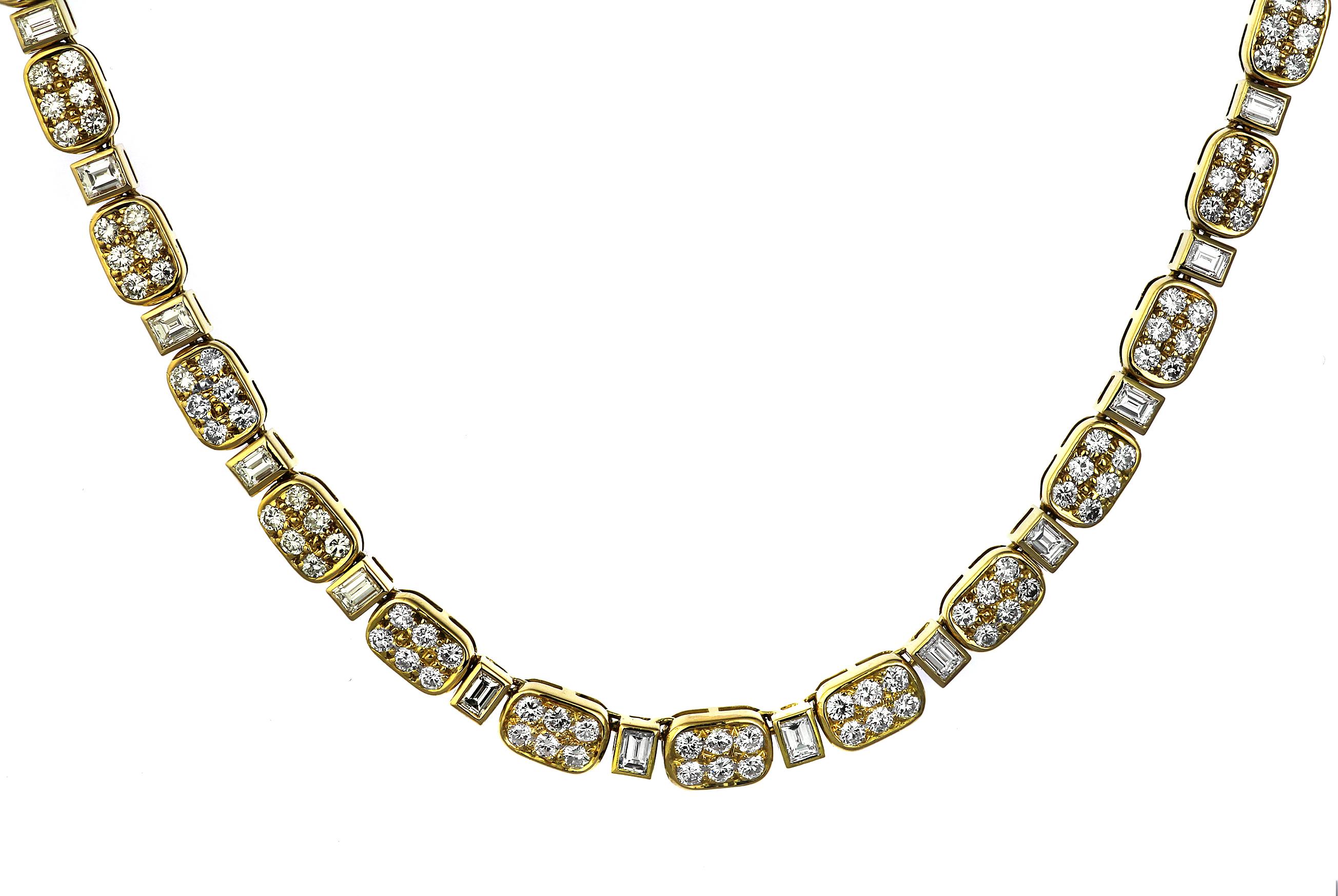 Round Cut Boucheron, Vintage/Retro Diamond Necklace & Bracelet Set in 18ct Yellow Gold