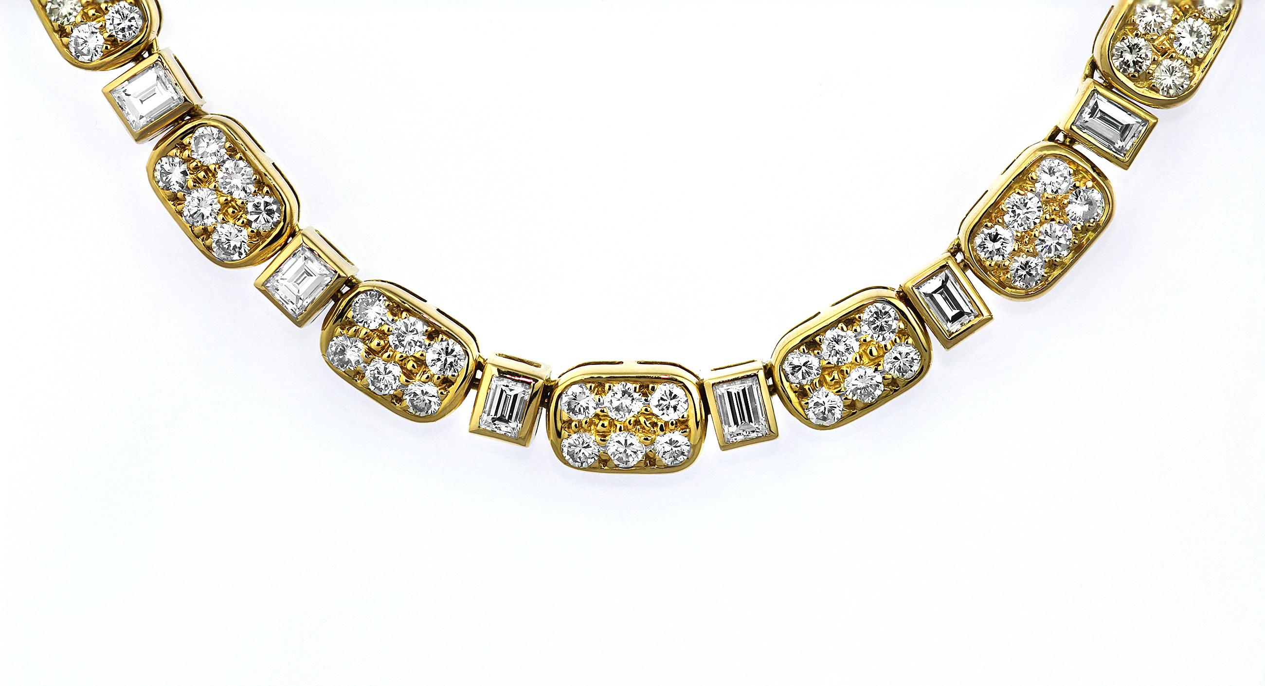 Boucheron, Vintage/Retro Diamond Necklace & Bracelet Set in 18ct Yellow Gold In Excellent Condition In London, GB