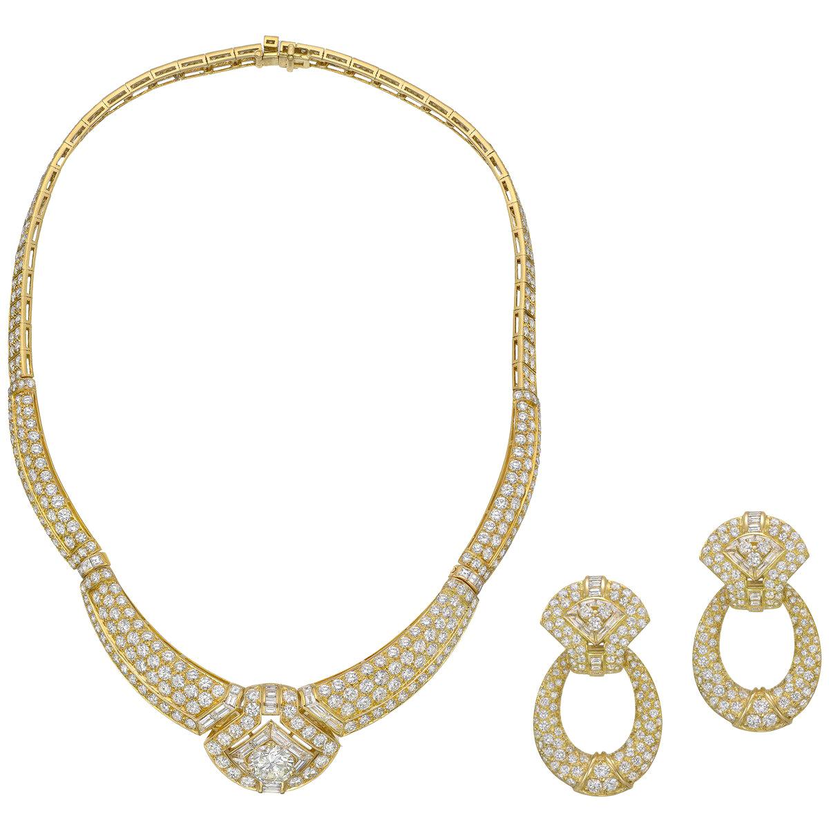 Boucheron Diamond Necklace and Earrings Set For Sale