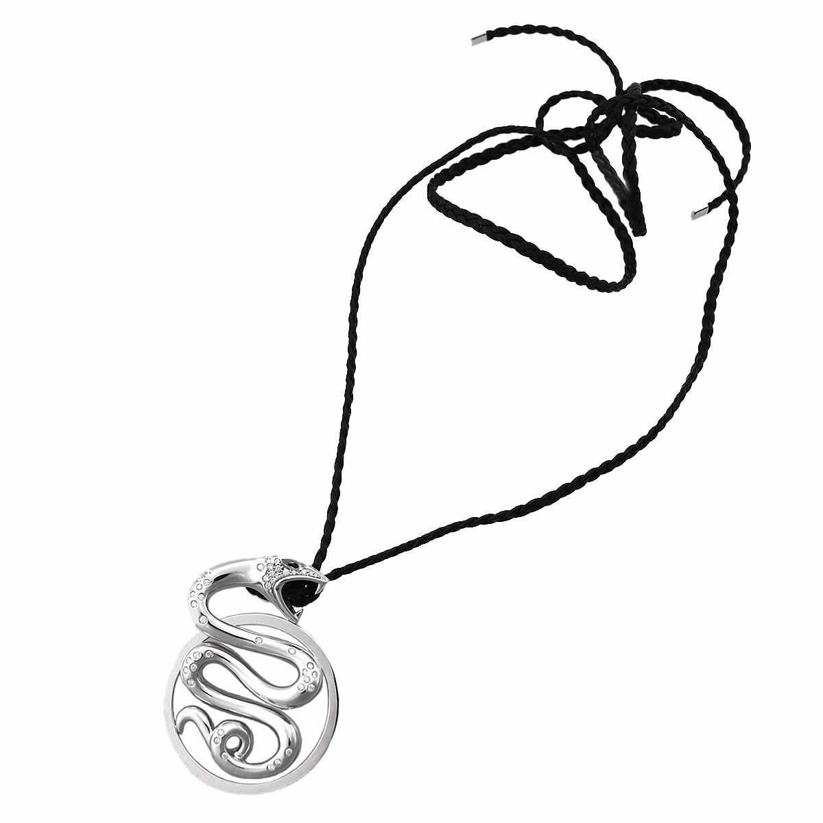 Boucheron Diamond Onyx 18 Karat White Gold Trouble Snake Pendant Necklace 80cm For Sale 2