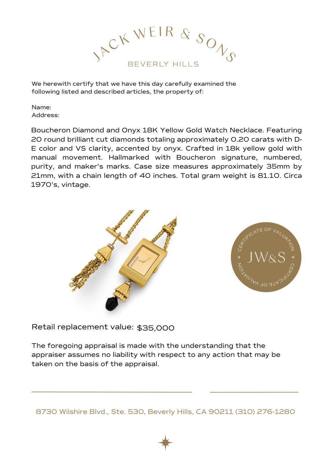 Boucheron collana con diamanti e onice in oro giallo 18 carati Chatelaine in vendita 3