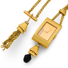 Boucheron collana con diamanti e onice in oro giallo 18 carati Chatelaine