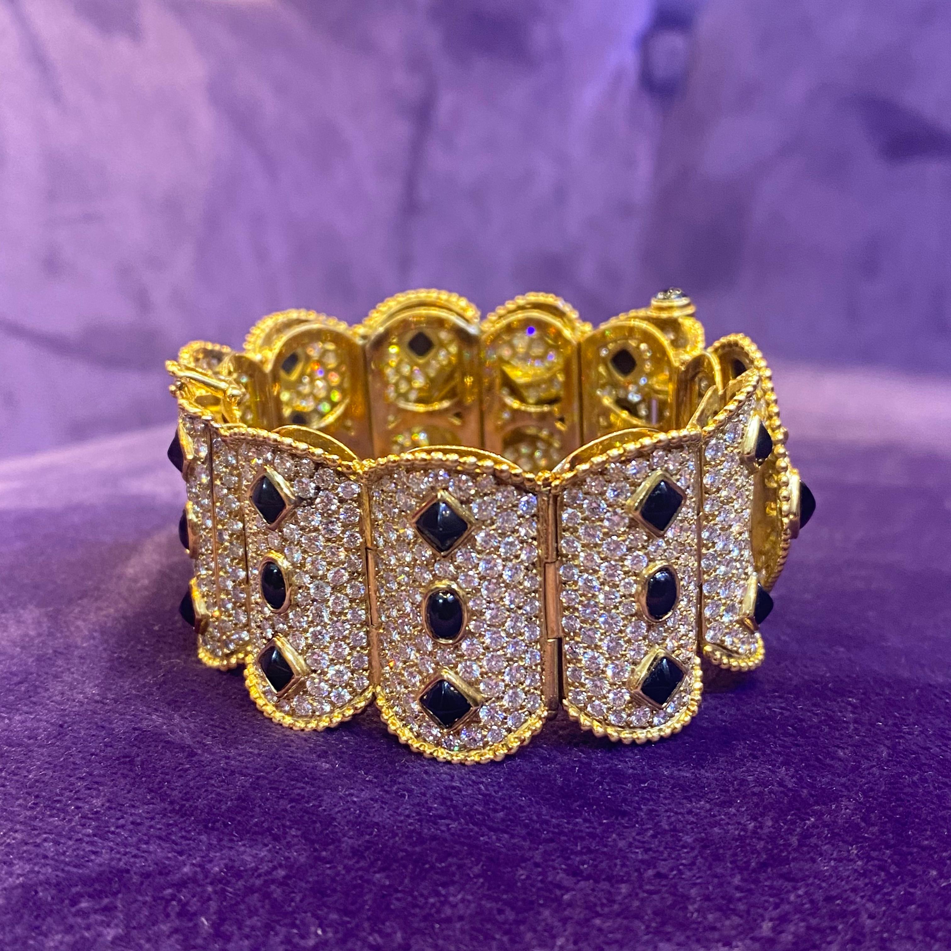 Boucheron Diamond & Onyx Gold Bracelet For Sale 4