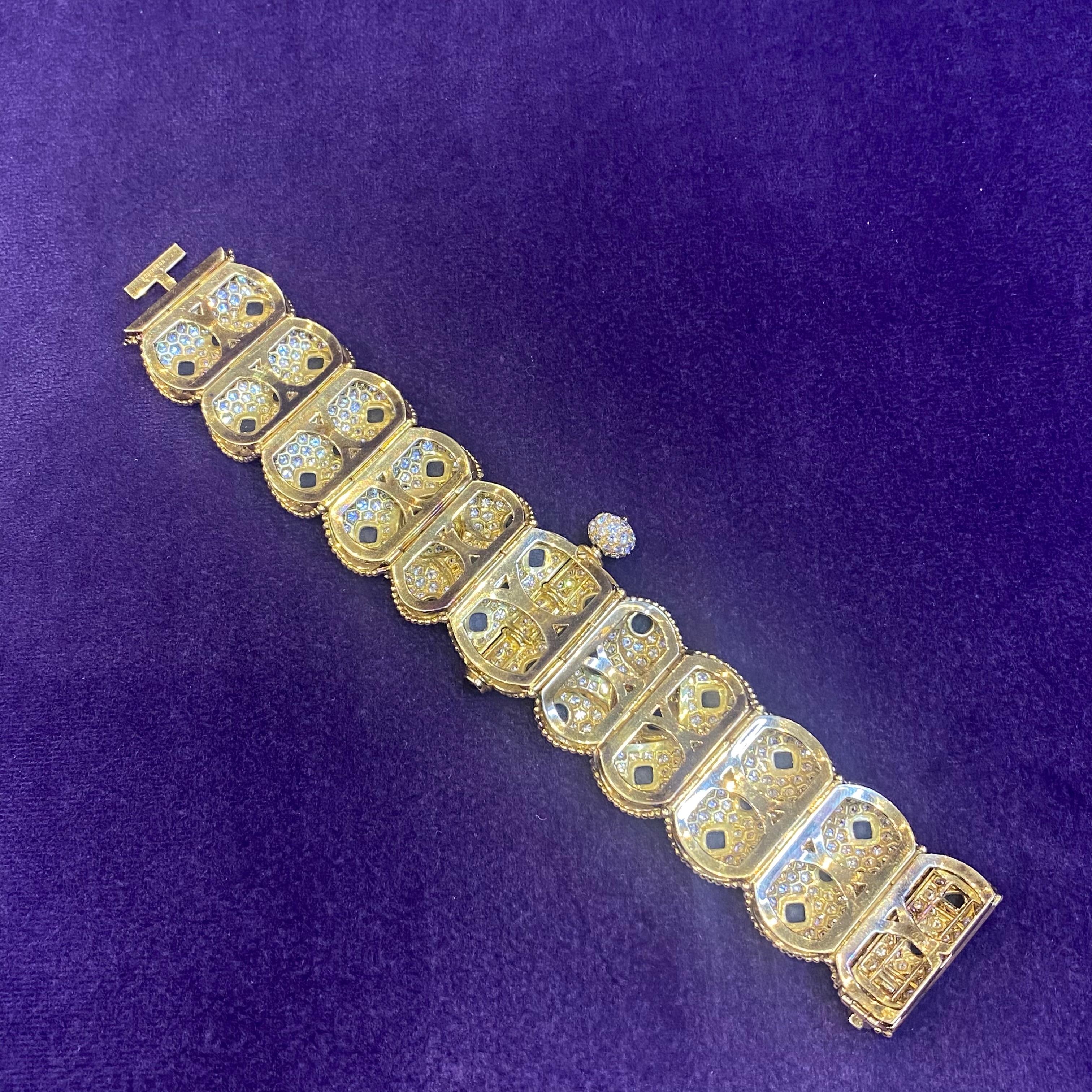 Women's Boucheron Diamond & Onyx Gold Bracelet For Sale
