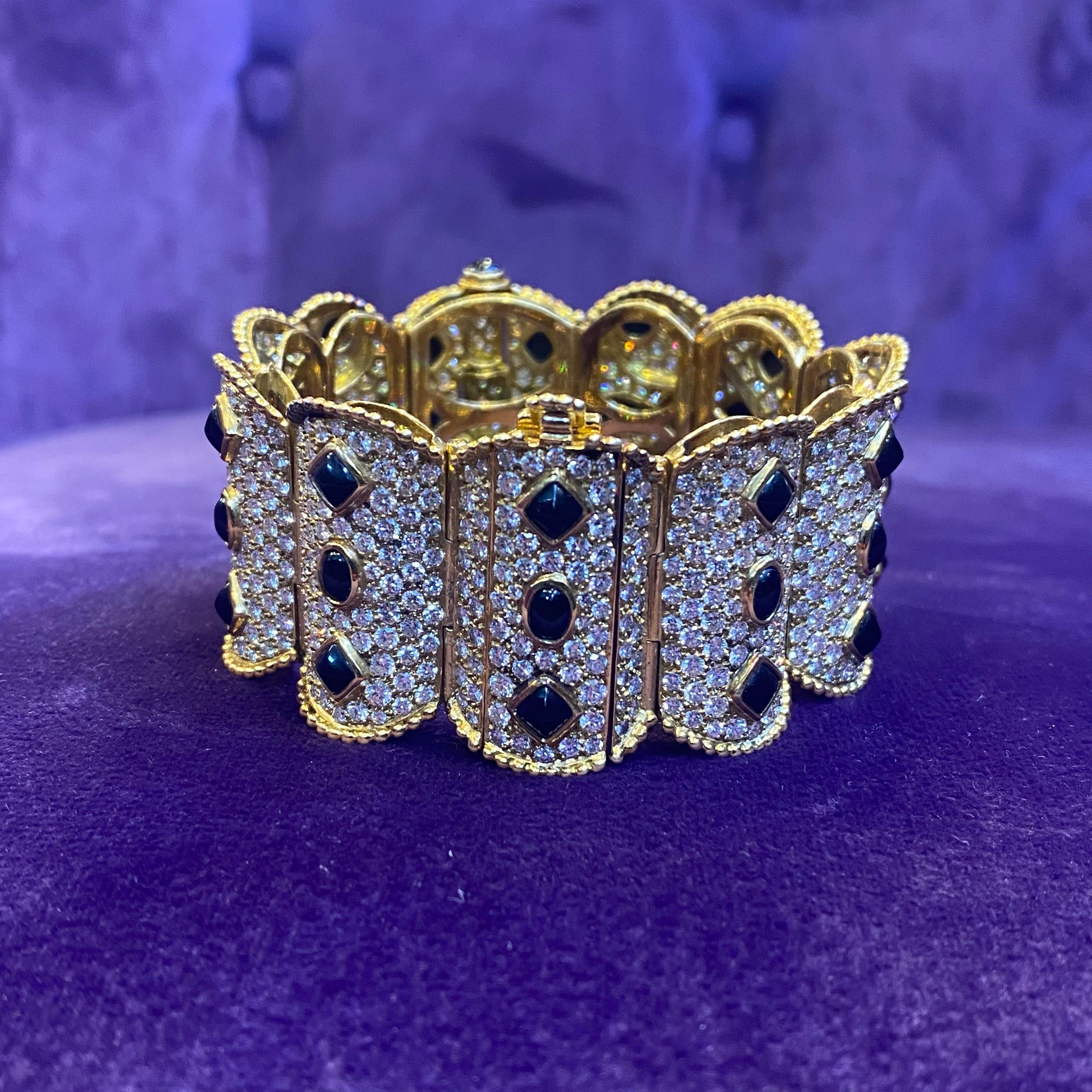 Boucheron Diamond & Onyx Gold Bracelet For Sale 2
